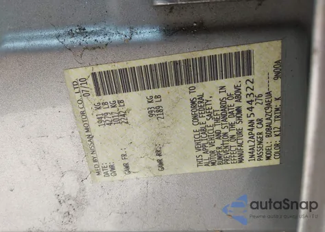 2010 Nissan Altima 2.5 z USA, uszkodzony, nr VIN 1N4AL2AP4AN544322